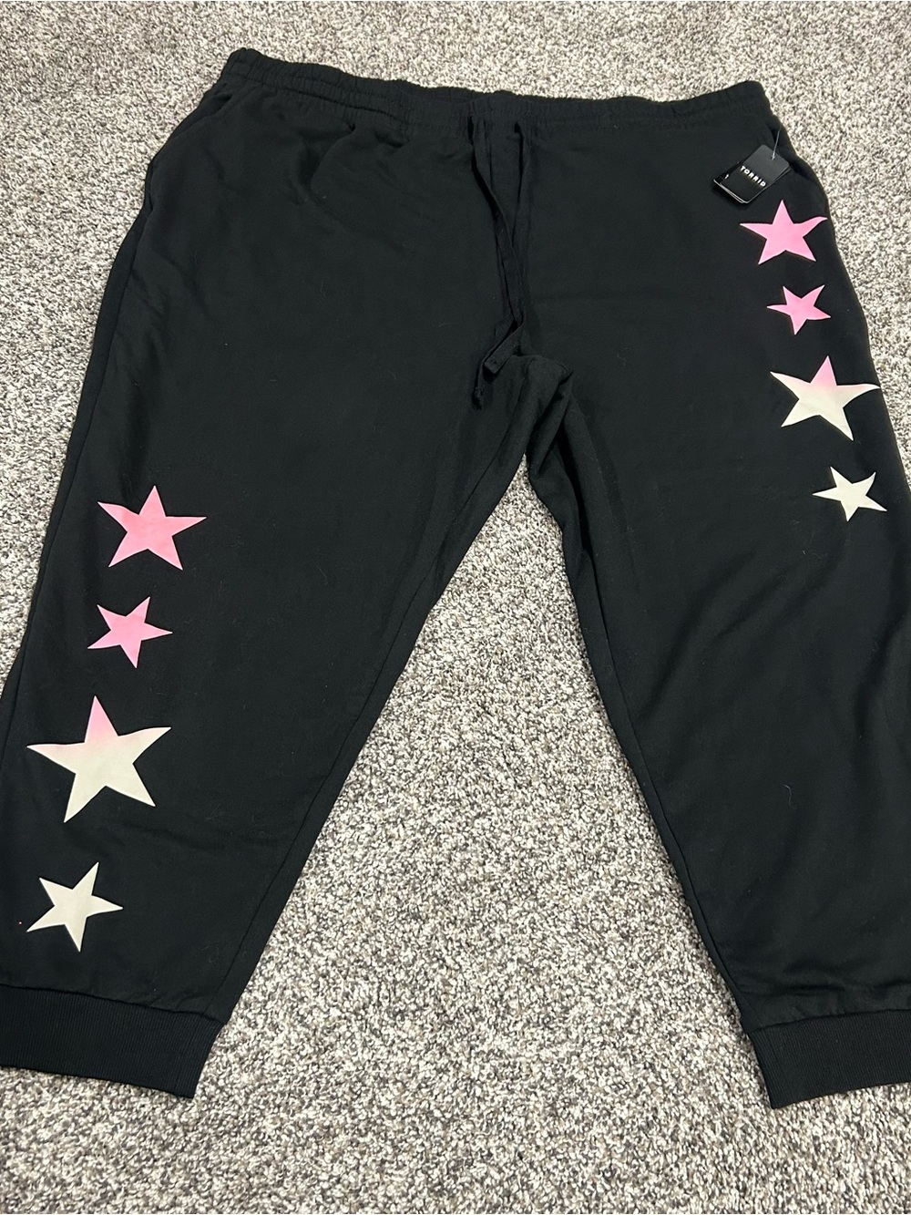 Torrid Super Soft Lounge Fleece Joggers Pull On Stars NWT Mid Rise Black